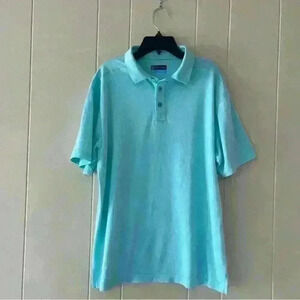 PGA TOUR Mens Medium Aqua  GOLF POLO Shirt Good Condition Used 100 % Polyester